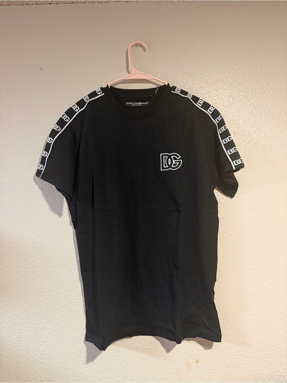 Dolce & Gabbana Black Tee with White Logo Tape - Picture 3 of 7